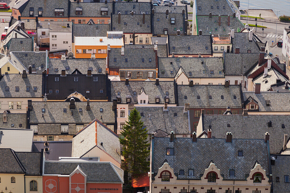 Alesund, Vestlandet, NOrway, The roofs of some buildings