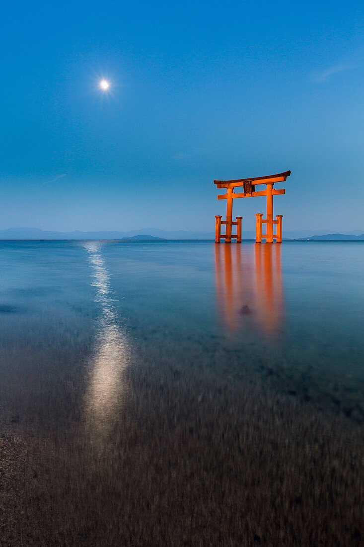Tori gate on Lake Biwa, Shiga prefecture, Japan