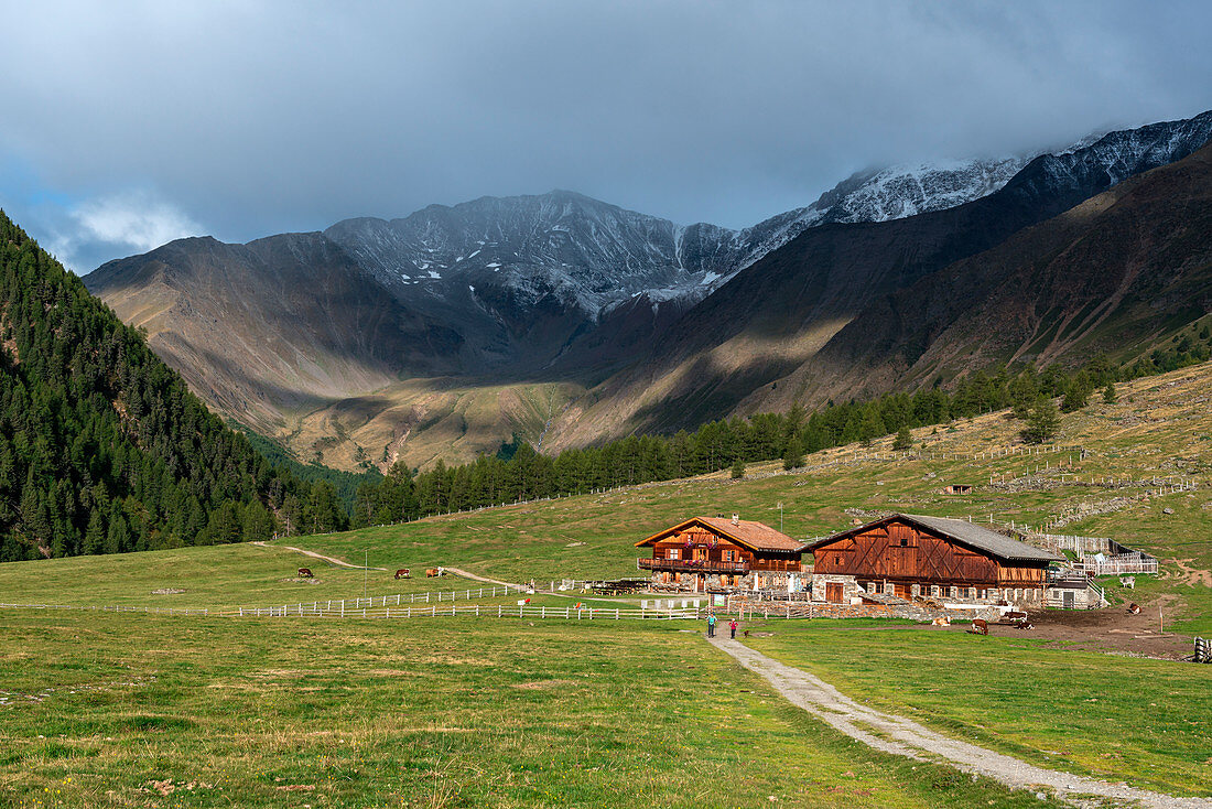Senales, Schnalstal, Bolzano province, South Tyrol, Italy, The hut of Eishof in the Pfossen Valley