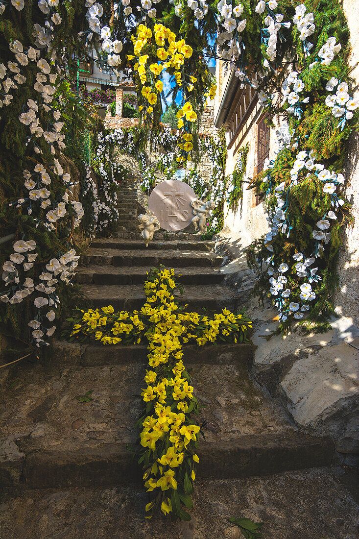 Festa dei Fiori, Carzano di Montisola, Brescia province, Italy, Lombardy district, Europe