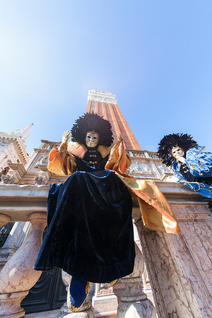 Colorful masks and costumes of Carnival of Venice famous festival worldwide Veneto Italy Europe