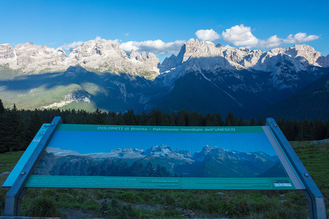 View of the high rocky peaks from Malga Ritorto Madonna di Campiglio Brenta Dolomites Trentino Alto Adige Italy Europe