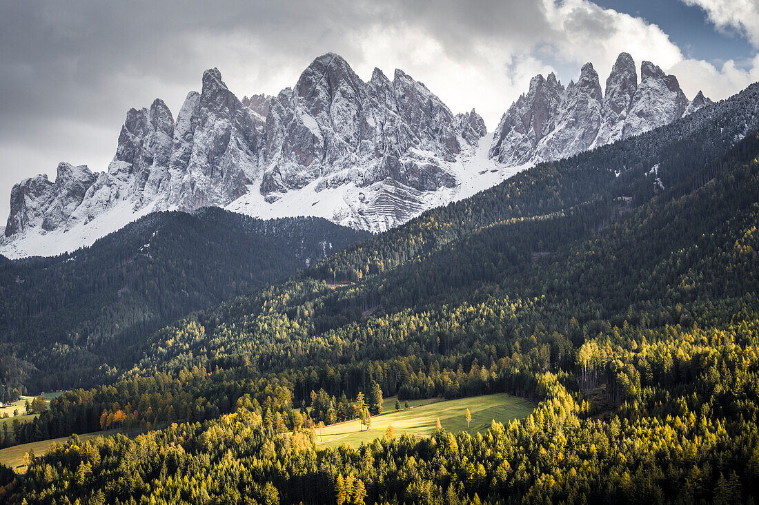 Odle Berg bei Sonnenuntergang, Funes Valley, Südtirol, Italien