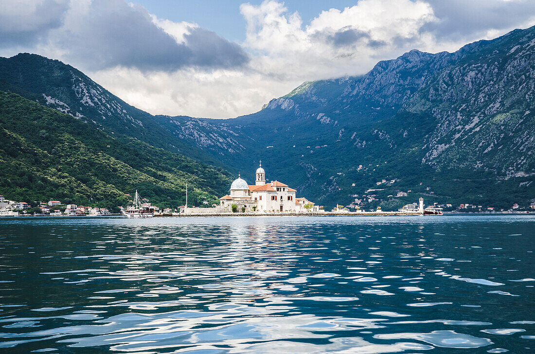 Our Lady of the Rocks, with Mountains in the Background, Bay of Kotor, Montenegro
