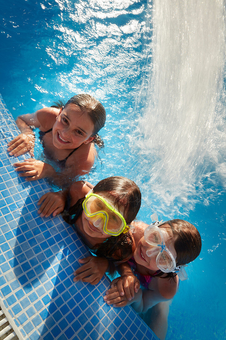 Three girls in a pool,  andalusia, southwest coast spain, atlantc, Europe