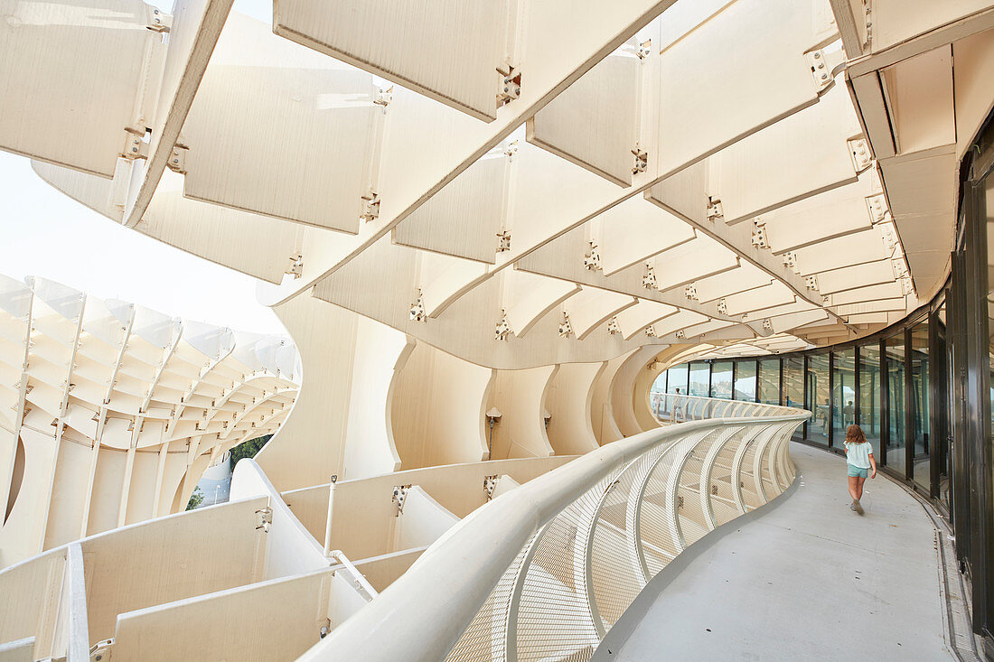 kids on platform of metropol parasol,  Seville, andalusia, Europe