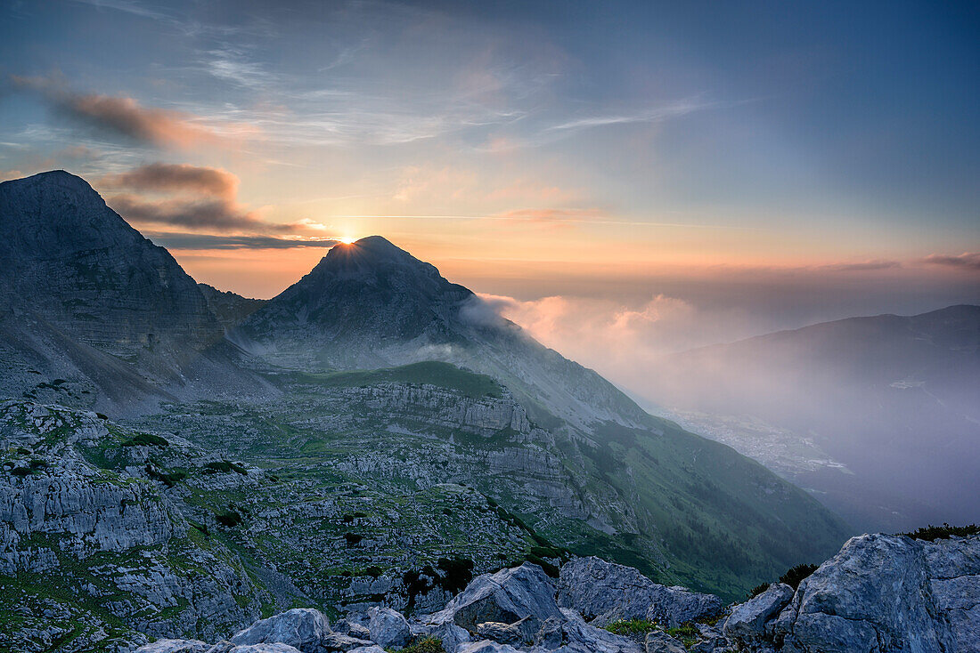 Sonnenaufgang am Croz dell' Altissimo, Croz dell' Altissimo, Brentagruppe, UNESCO Welterbe Dolomiten, Trentino, Italien