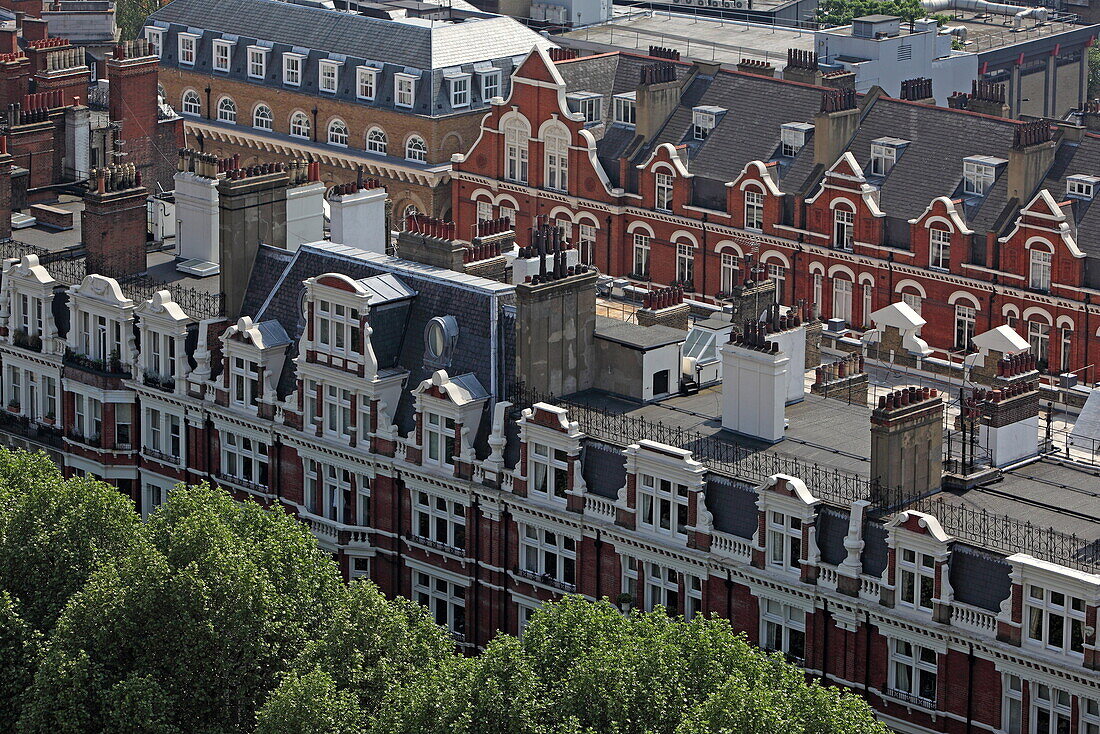 View from Westminster Cathedral over facades of Morpeth Terrace, Westminster, London, England