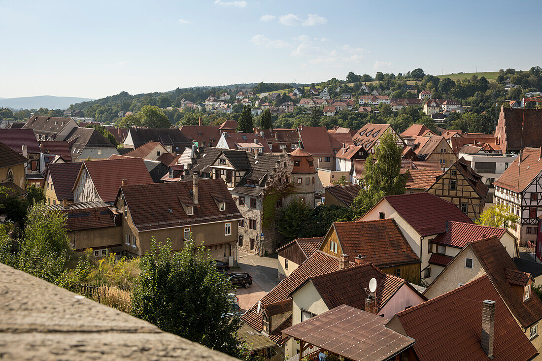 View over the historic old town of Schmalkalden., Schmalkalden, Thuringia, Germany, Europe