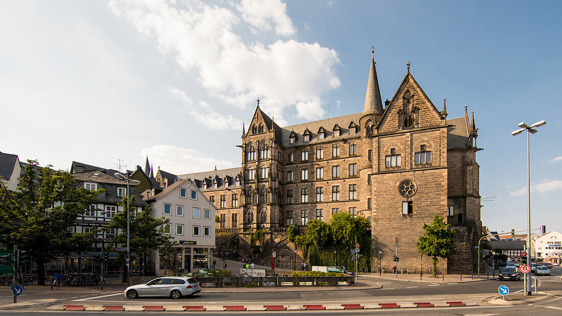 The Old University building and street, Marburg, Hesse, Germany, Europe