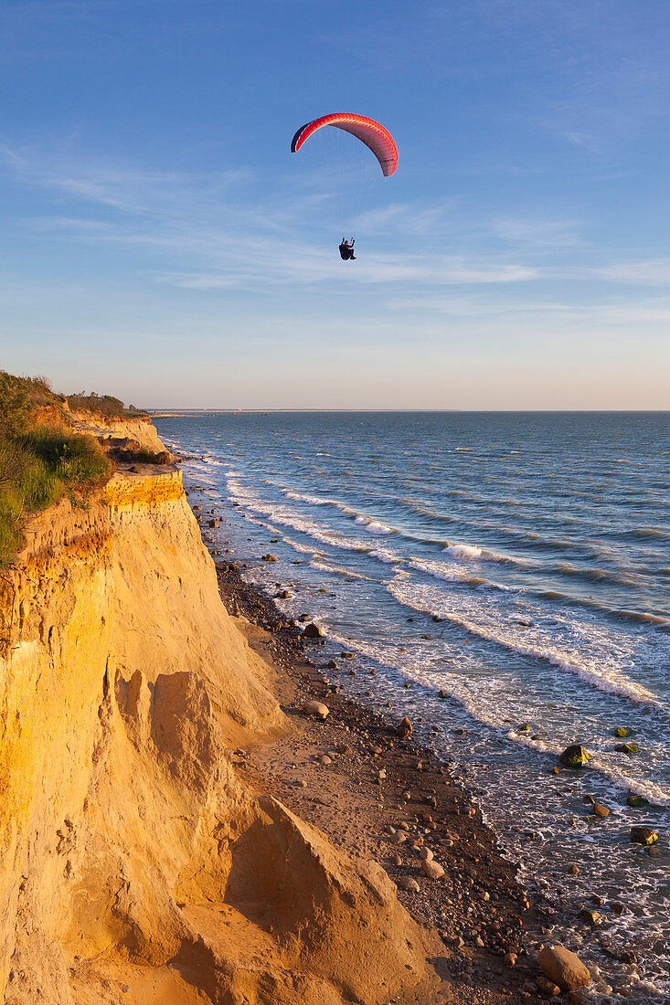 Paraglider at Hohes Ufer near Ahrenshoop,  Baltic Sea, Mecklenburg-West Pomerania, Germany