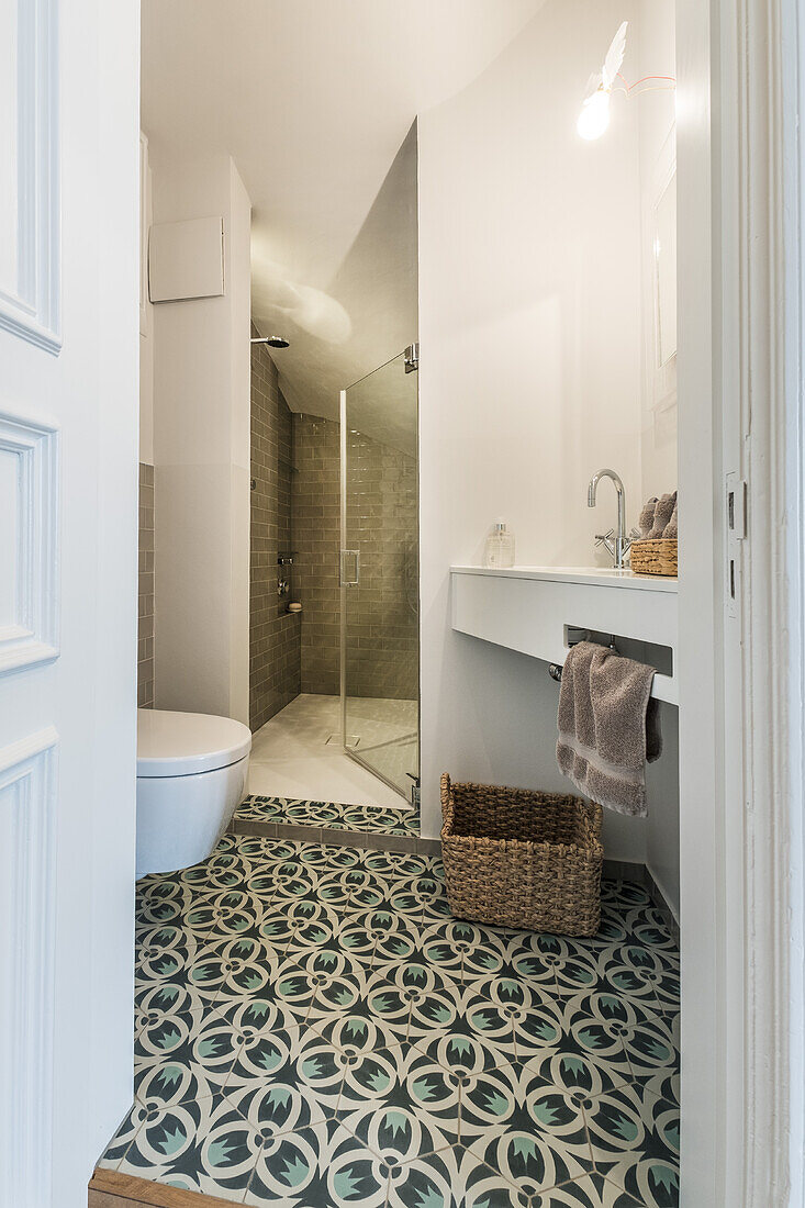 bathroom in a modern furnished Art Nouveau apartment in Hamburg, north Germany, Europe