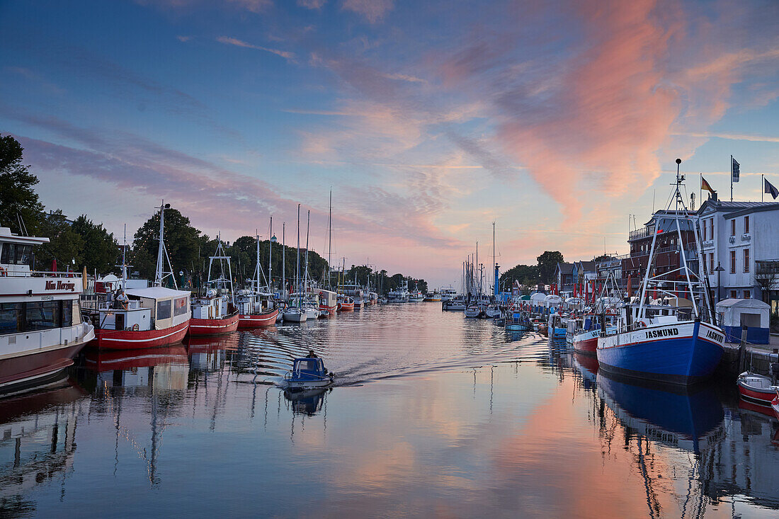 Morning at the Alter Strom in Warnemuende, Ostseekueste, Mecklenburg Vorpommern, Germany