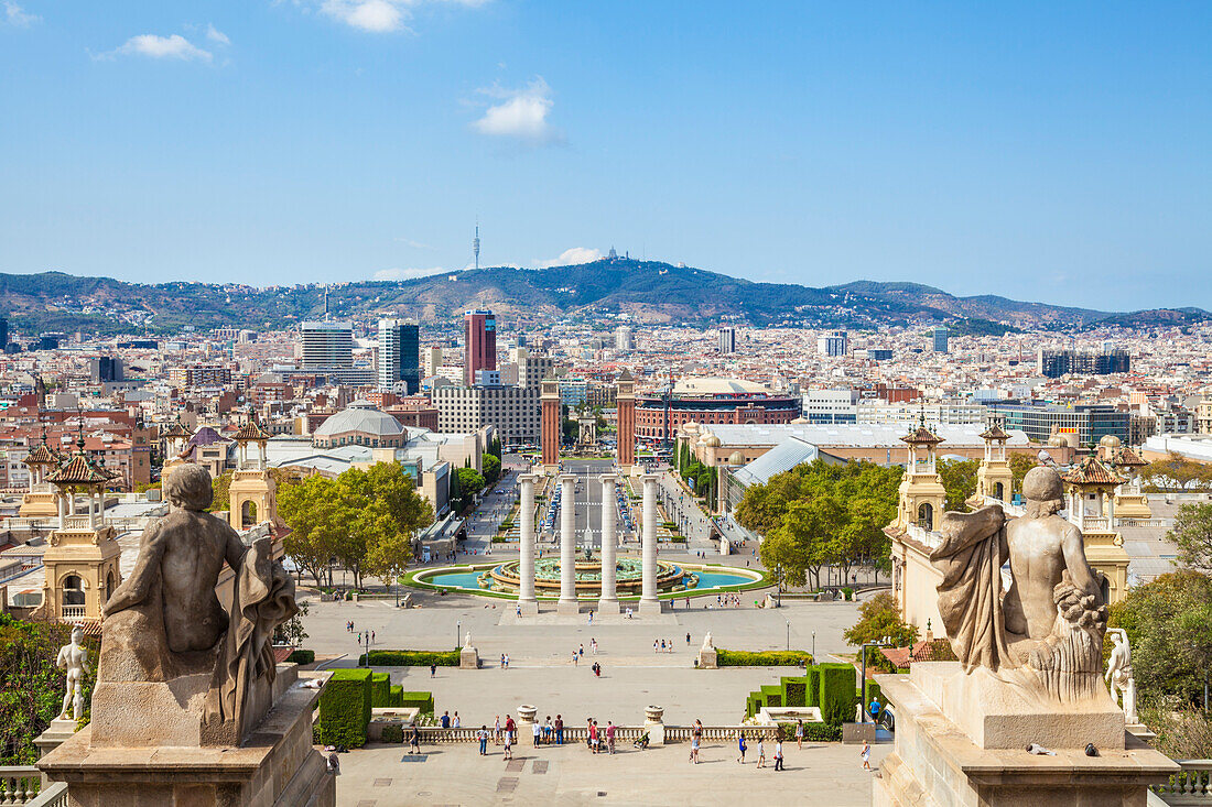 Skyline Blick über Barcelona von Montjuic, Barcelona, ??Katalonien (Katalonien), Spanien, Europa