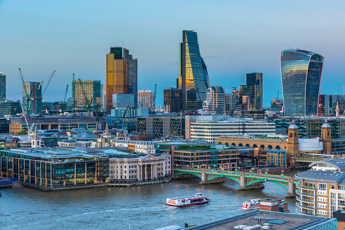 City of London skyline, Tower 42, The Cheesegrater and Walkie Talkie skyscrapers, London, England, United Kingdom, Europe