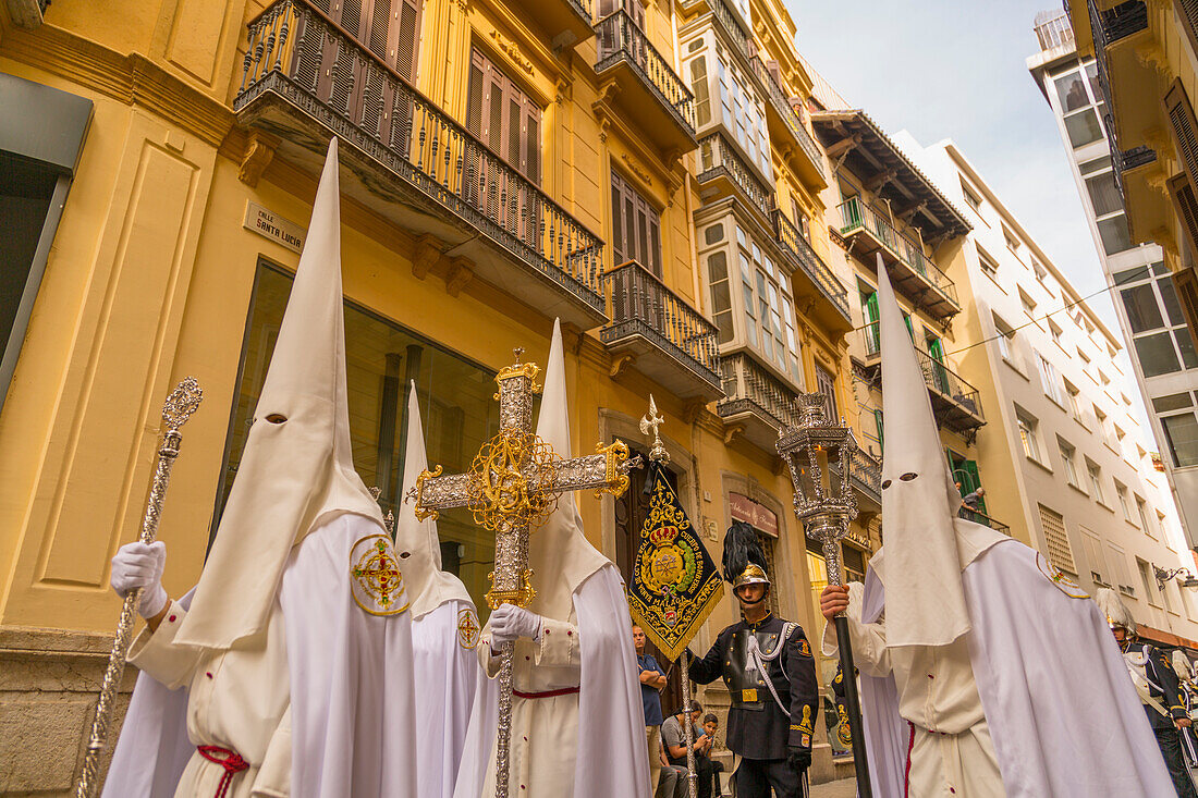 View of the Resurrection Parade on Easter Sunday, Malaga, Costa del Sol, Andalusia, Spain, Europe