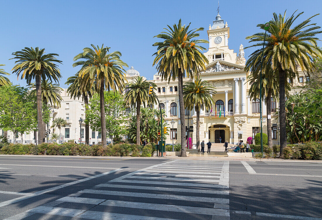 Ansicht des Rathauses (Ayuntamiento), Malaga, Costa del Sol, Andalusien, Spanien, Europa