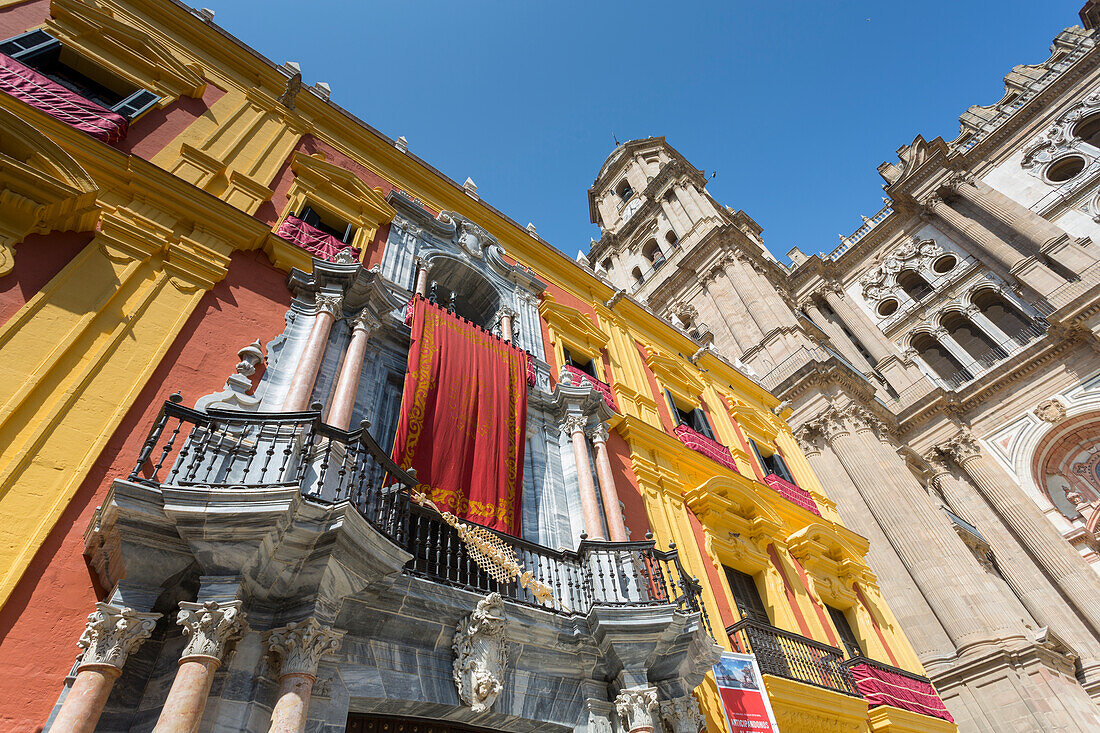 Kathedrale von Malaga auf der Plaza del Obispo, Malaga, Costa del Sol, Andalusien, Spanien, Europa