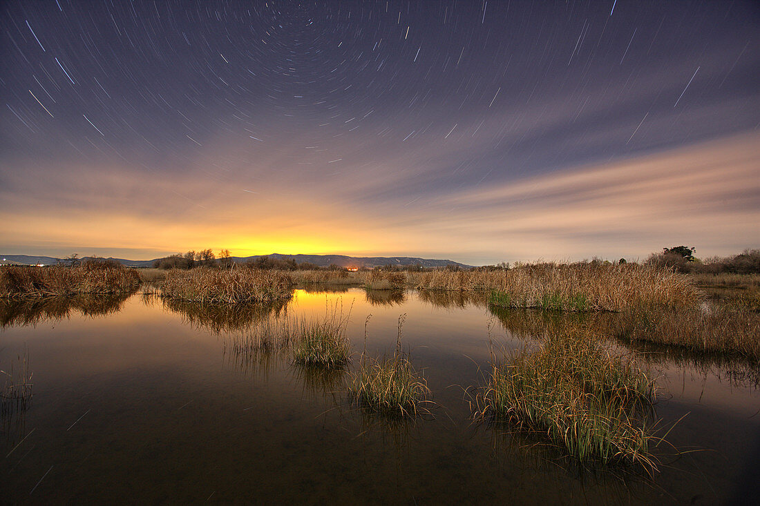 Langzeit-Star-Trail im Nationalpark Tablas de Daimiel