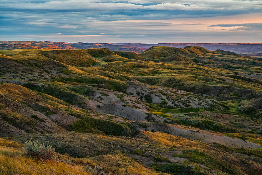 'Die Gillespie-Region des Grasslands-Nationalparks; Saskatchewan, Kanada'