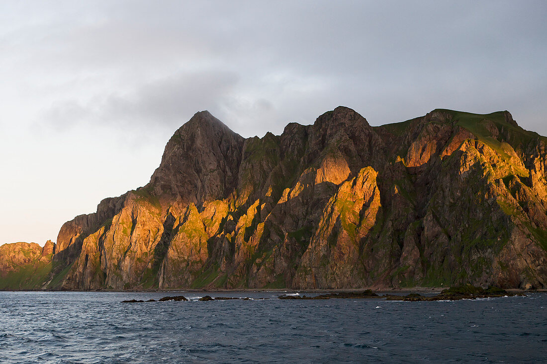 'Cape Pankof On Unimak Island In The Pacific Ocean Near The Entrance To False Pass, Also Known As Isanotski Strait; Alaska, United States Of America'