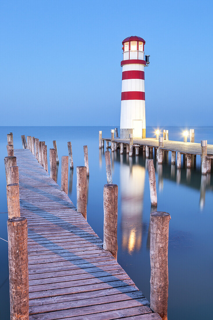 Lighthouse Podersdorf in Lake Neusiedl, Burgenland, Eastern Austria, Austria, Europe