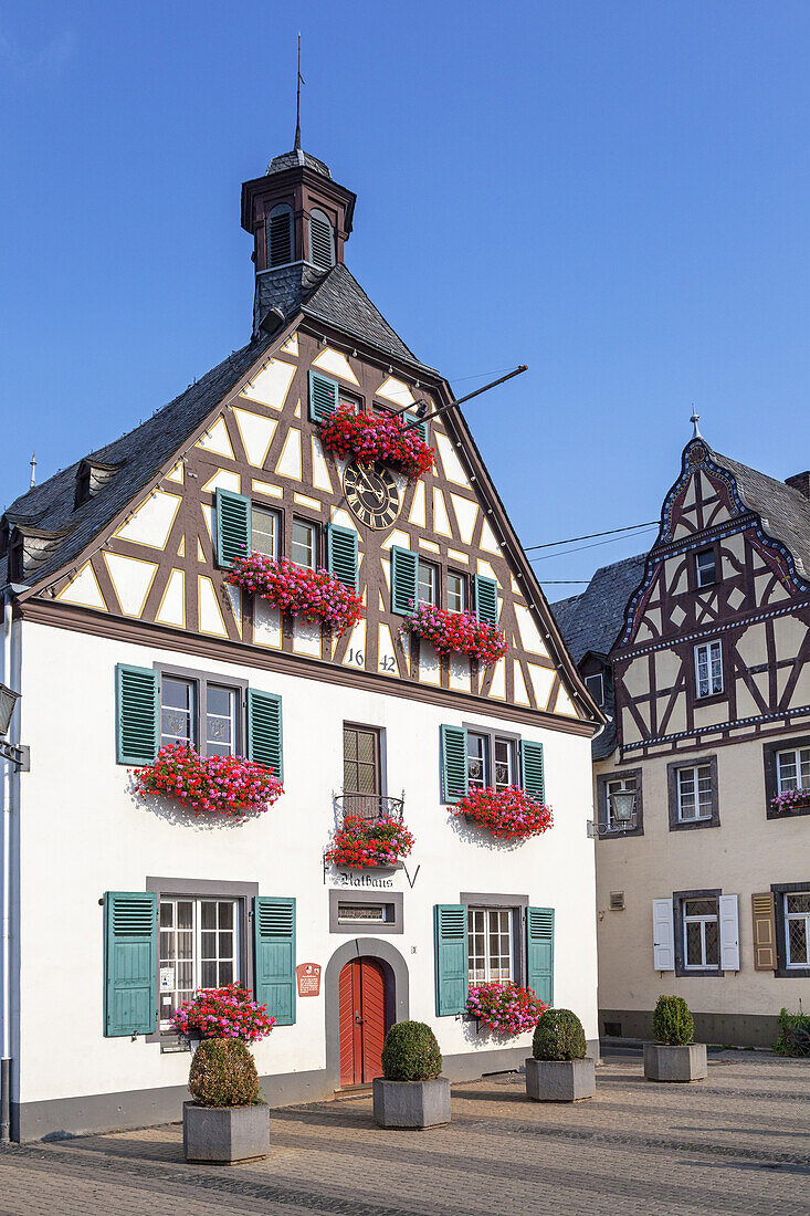 Old town hall and tavern near the castle in Engers, Neuwied by the Rhine, Lower Central Rhine Valley, Rhineland-Palatinate, Germany, Europe
