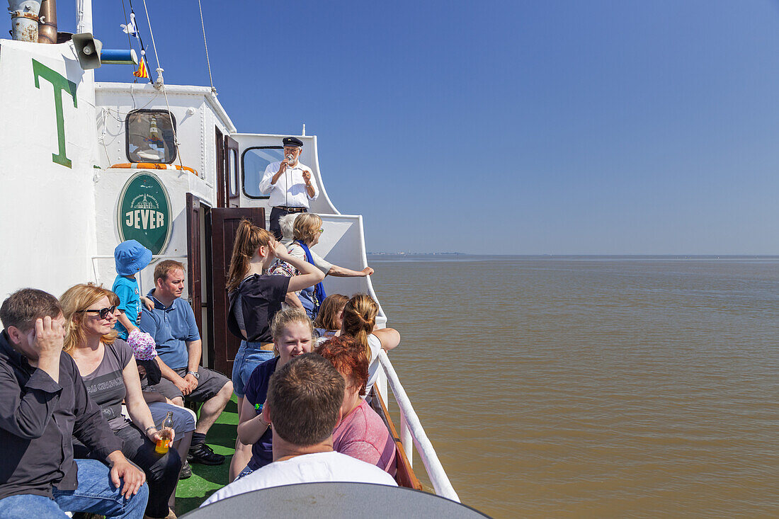 ' Excursion with the ship ''Etta of Dangast'' on the Jade Bay to the Lighthouse Arngast, Dangast, Varel, East Frisia, Friesland, Lower Saxony, Northern Germany, Germany, Europe'