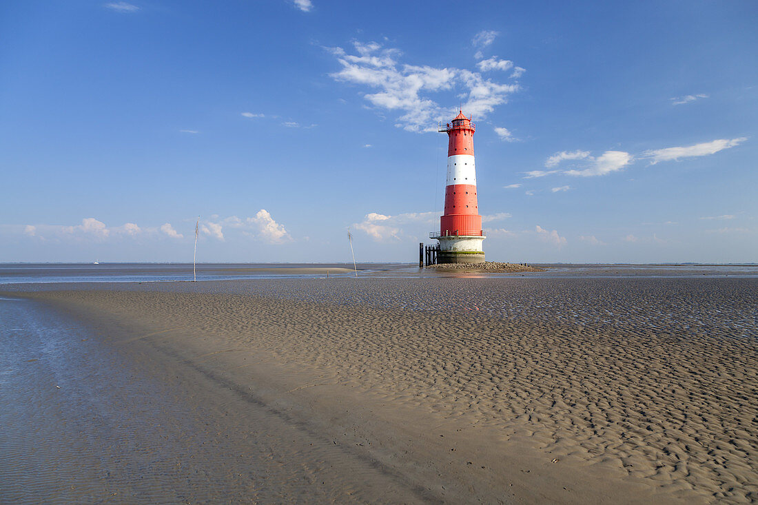 Leuchtturm Arngast im Jadebusen vor Dangast, Varel, Ostfriesland, Niedersachsen, Norddeutschland, Deutschland, Europa