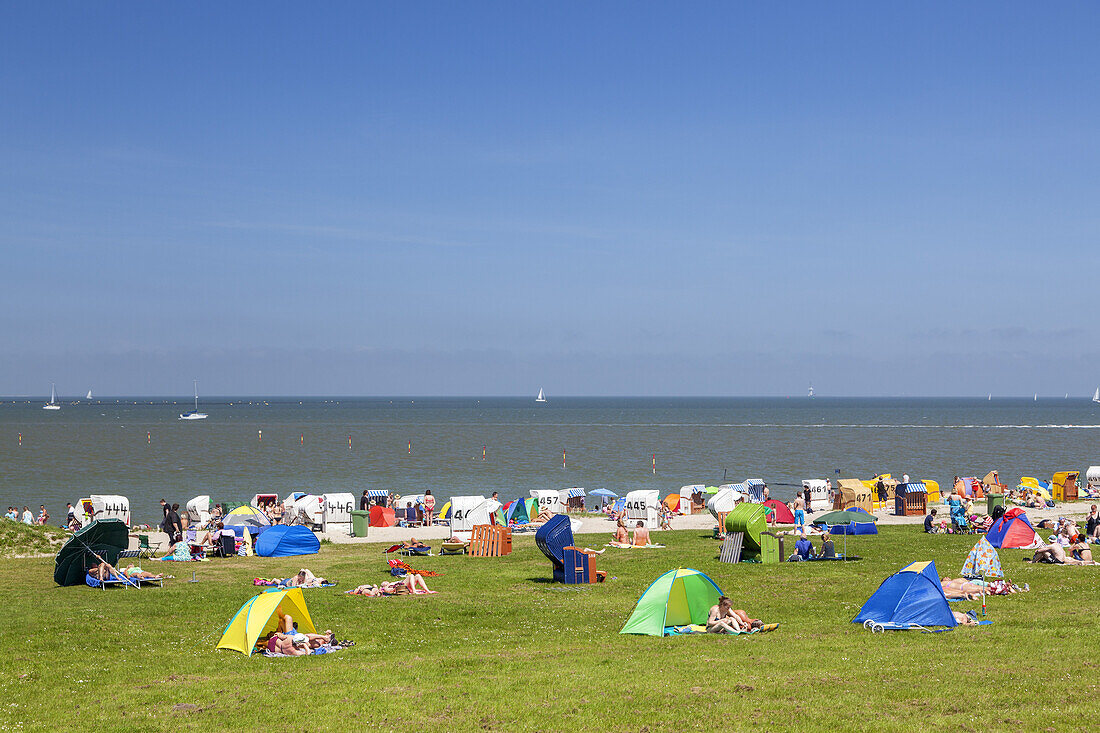 Beach in Hooksiel, East Frisia, Friesland, Lower Saxony, Northern Germany, Germany, Europe