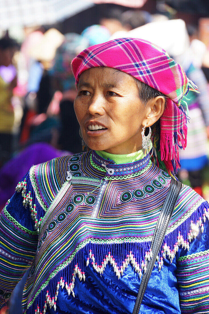 Portrait, vietnamese woman, Bac Ha market, Lao Cai, Vietnam