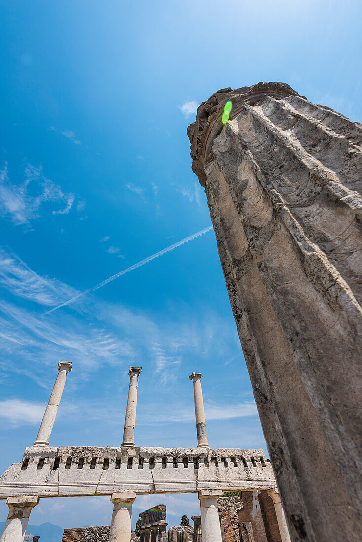 Columns on the marketplace of the antique town, Pompeii, the Gulf of Naples, Campania, Italy