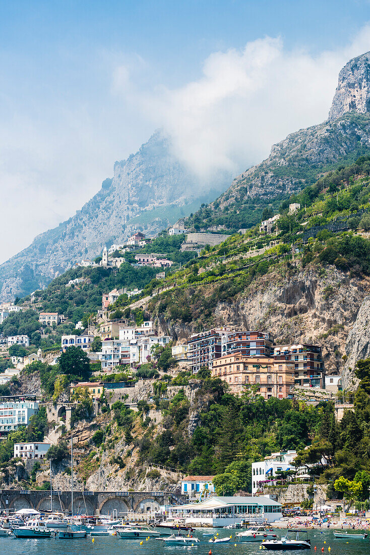 View at the steep coast Amalfi, Amalfi Coast, Campania, Italy