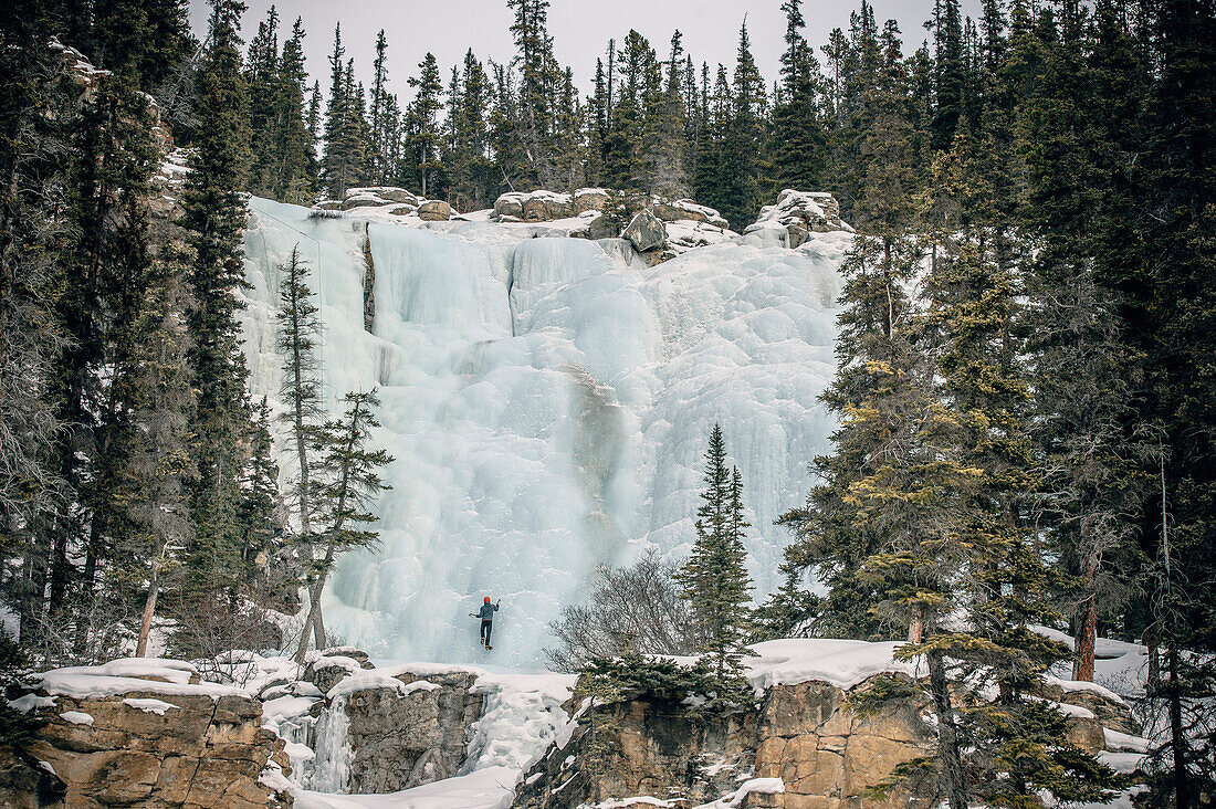 Gefrorerner Wasserfall, Jasper Nationalpark, Alberta, Kanada, Nordamerika
