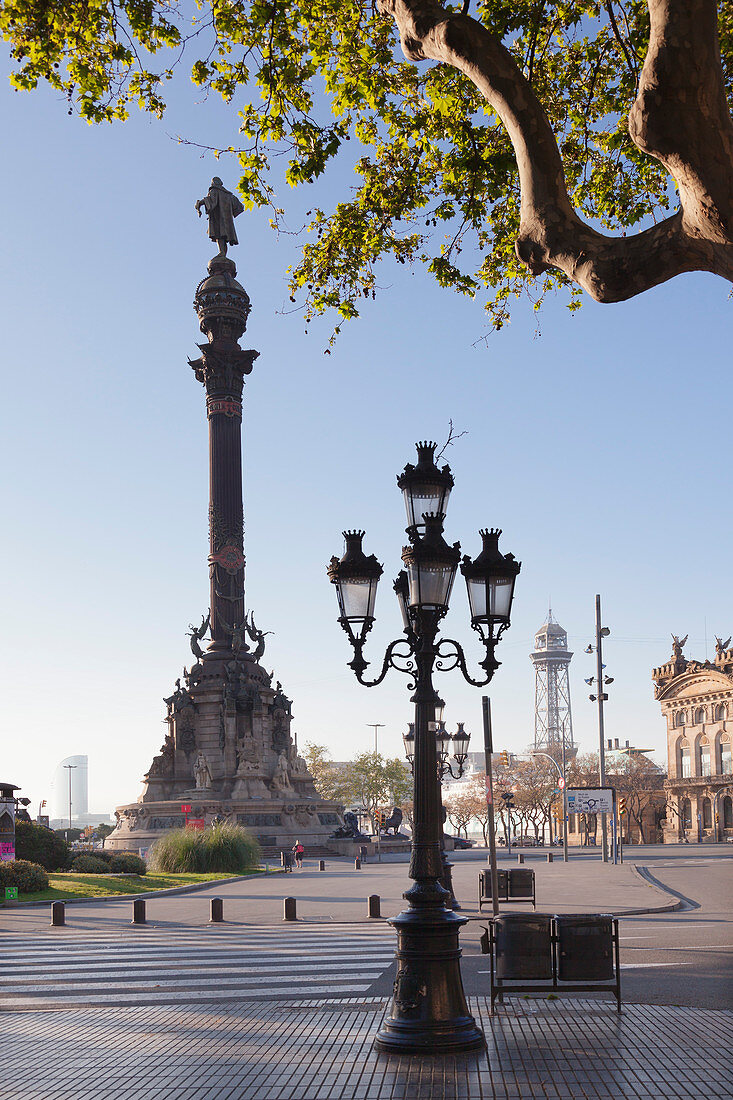 Kolumbus-Denkmal (Monument a Colom), Placa del Portal de la Pau, Barcelona, Katalonien, Spanien, Europa