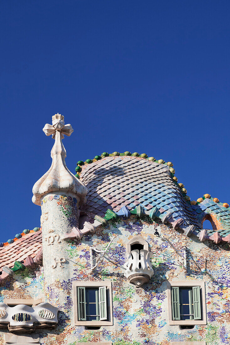 Casa Batllo, architect Antonio Gaudi, Modernisme, UNESCO World Heritage Site, Eixample, Barcelona, Catalonia, Spain, Europe