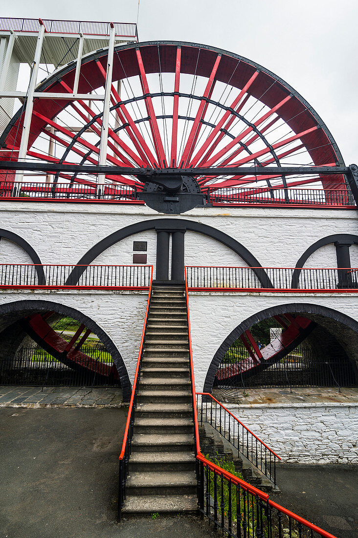 Das Great Laxey Wheel, Isle of Man, Kroneabhängigkeit des Vereinigten Königreichs, Europa