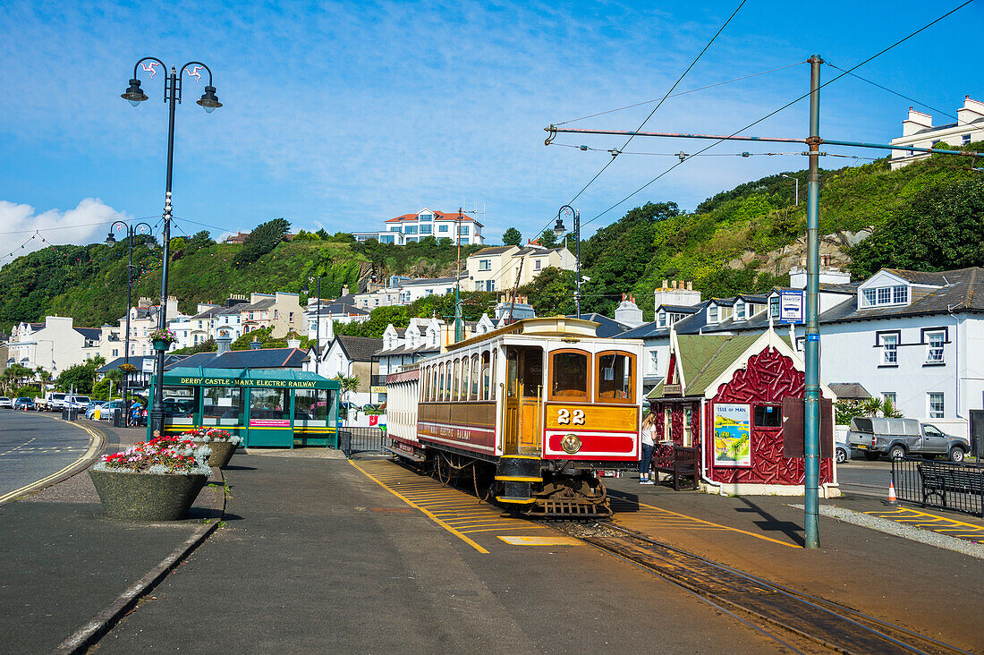 Alte Straßenbahn in Douglas, Isle of Man, Krone Abhängigkeit des Vereinigten Königreichs, Europa
