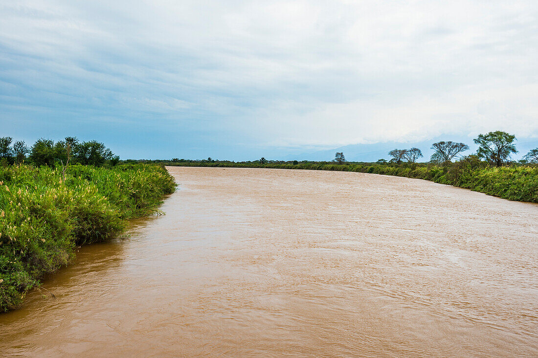 Rusizi River fließt im Tanganjikasee, Bujumbura, Burundi, Afrika