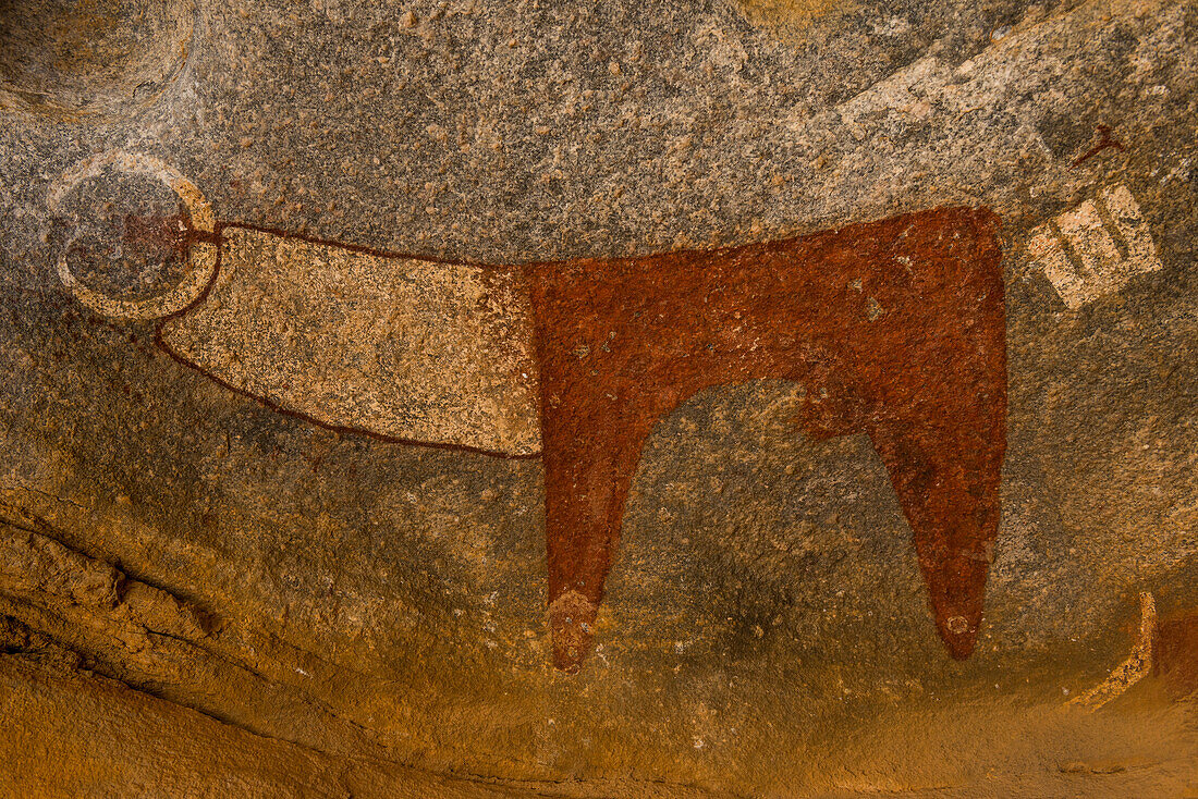 Cave paintings in Lass Geel caves, Somaliland, Somalia, Africa