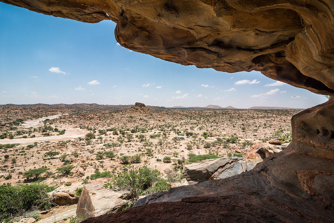Blick über die Wüste von den Laas Geel Höhlen, Somaliland, Somalia, Afrika