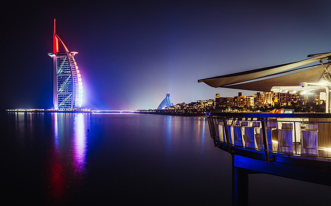 Burj al-Arab night exposure in Dubai, United Arab Emirates, Middle East