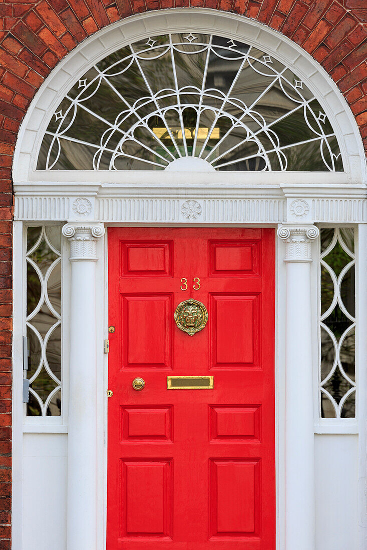 Georgische Tür, Merrion Street Upper, Dublin City, Grafschaft Dublin, Irland, Europa