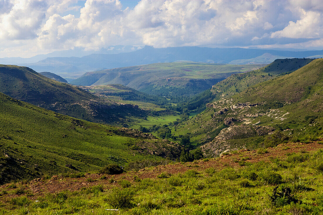 The mountains and valleys of Lesotho, Africa