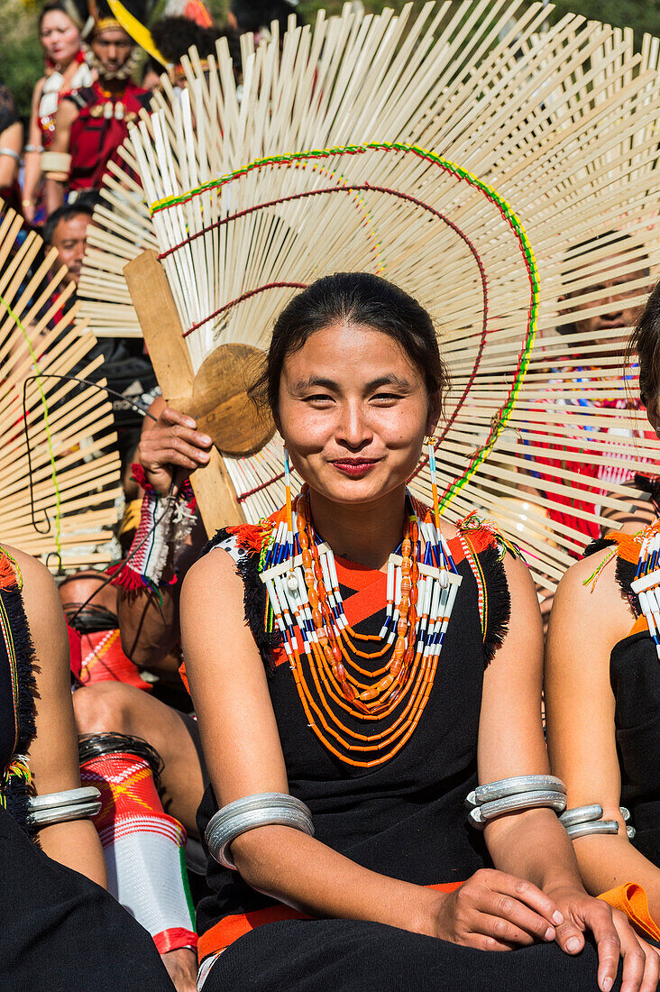 Tribes woman at the Hornbill Festival, Kohima, Nagaland, India, Asia