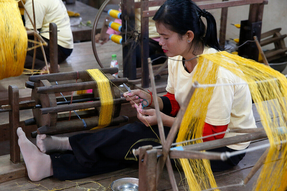 Les Artisans d'Angkor silk workshop, Cambodia, Indochina, Southeast Asia, Asia