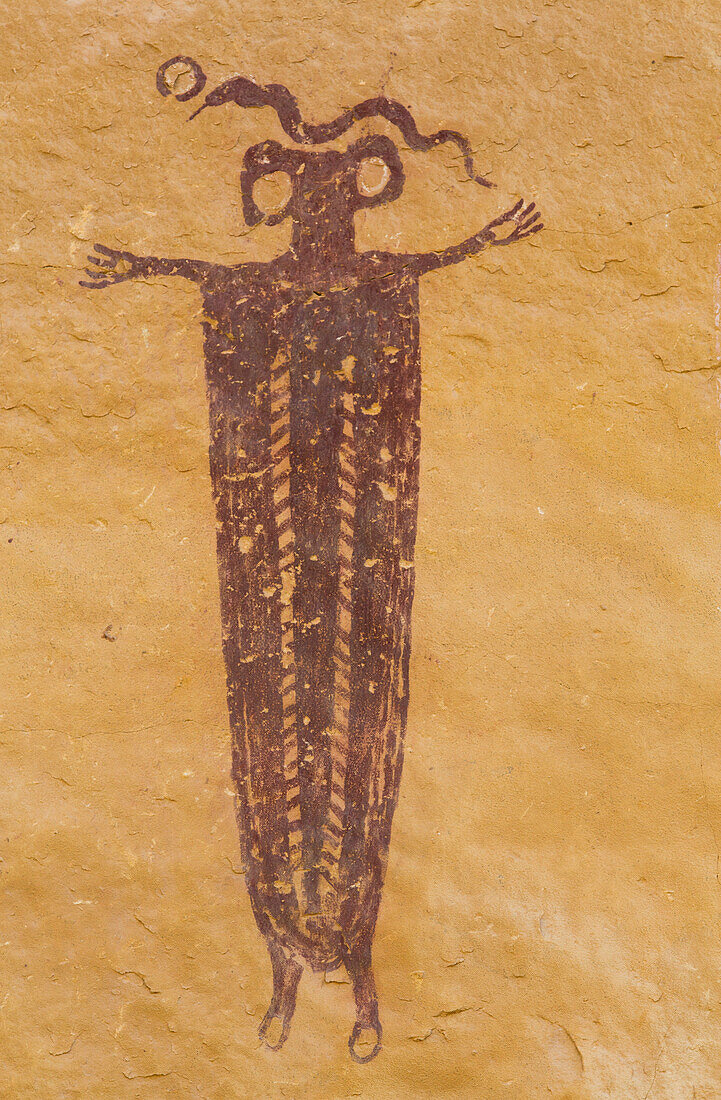 Skeleton Shaman, Head of Sinbad Pictograph Panel, San Rafael Swell, Utah, United States of America, North America
