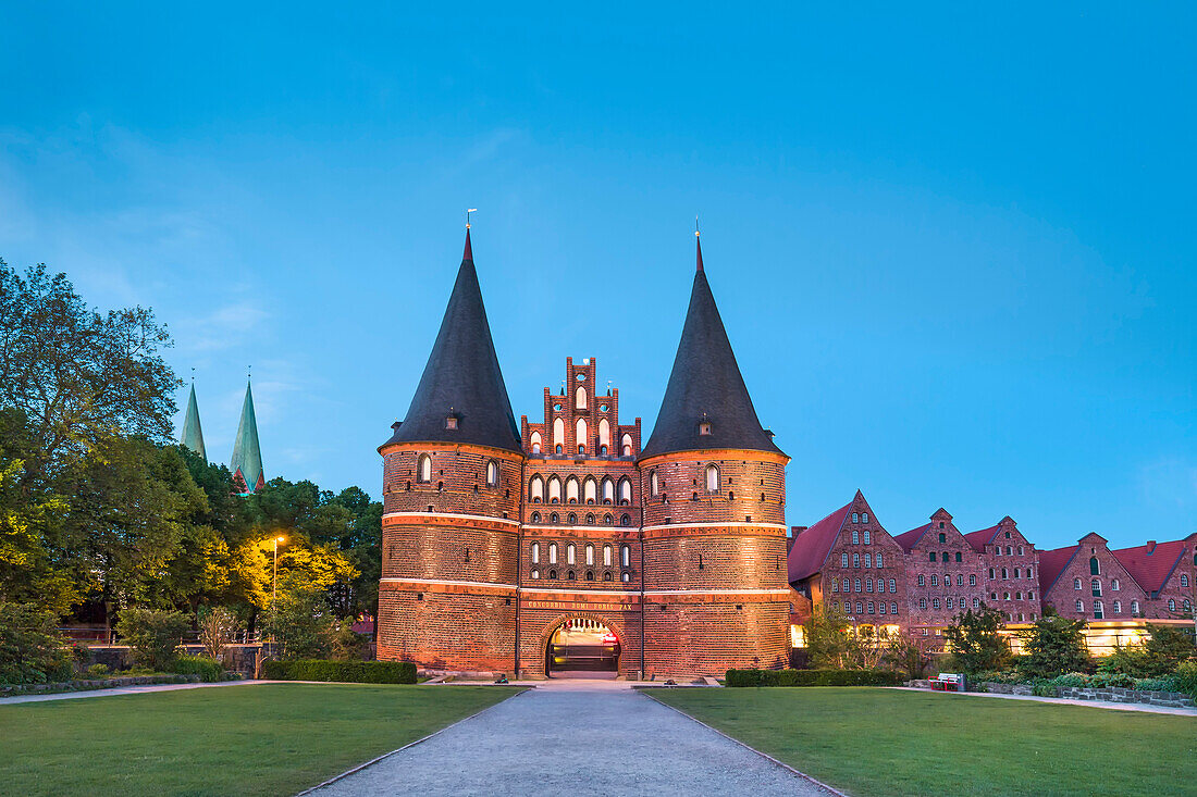 Abendstimmung, Holstentor, Hansestadt Lübeck, Ostsee, Schleswig-Holstein, Deutschland