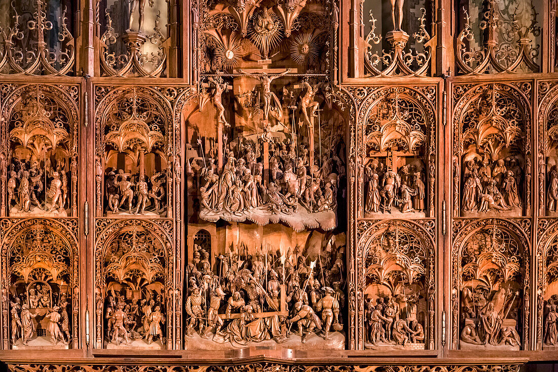 Wooden carvings on the Bordesholmer Altar, Schleswig, Baltic coast, Schleswig-Holstein, Germany