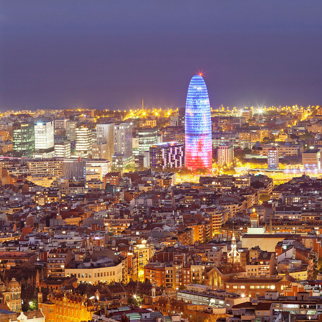 Barcelona Skyline mit Torre Agbar Tower, Barcelona, ??Katalonien, Spanien, Europa